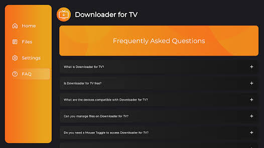 Tela inicial do aplicativo Downloader na TV